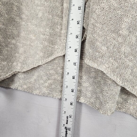 Eileen Fisher Open Front Cardigan Sweater Sz L Linen Blend Beige Knit Drape Hem - Picture 3 of 7